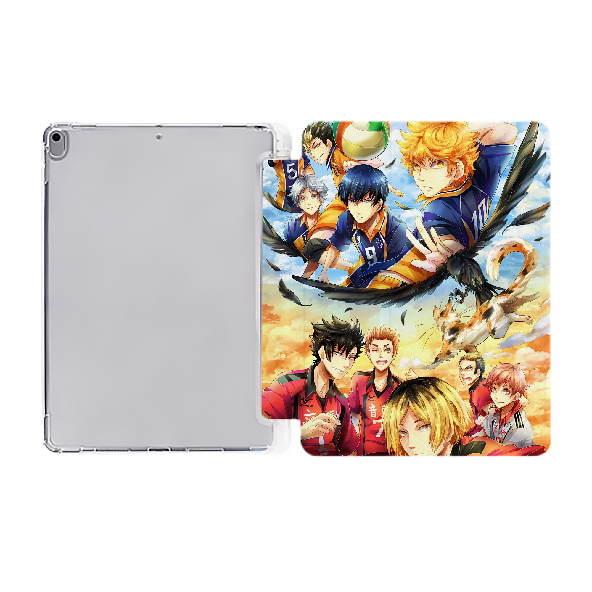 （画像用） ハイキュー!! Haikyu!! IPad ケース ペン収納付き 三つ折りスタンド PUレザー×シリコン 対応機種9.5/10.5/10.9インチ